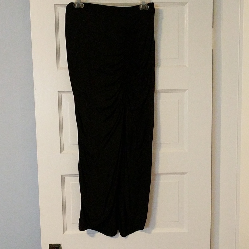 Long silk black skirt